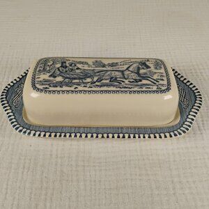 Currier & Ives Blue Butter Dish Replacement Piece